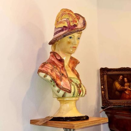 🎭 CHARMING CERAMIC BUST OF A LADY WITH A HAT – MID-CENTURY, FRANCE 🇫🇷