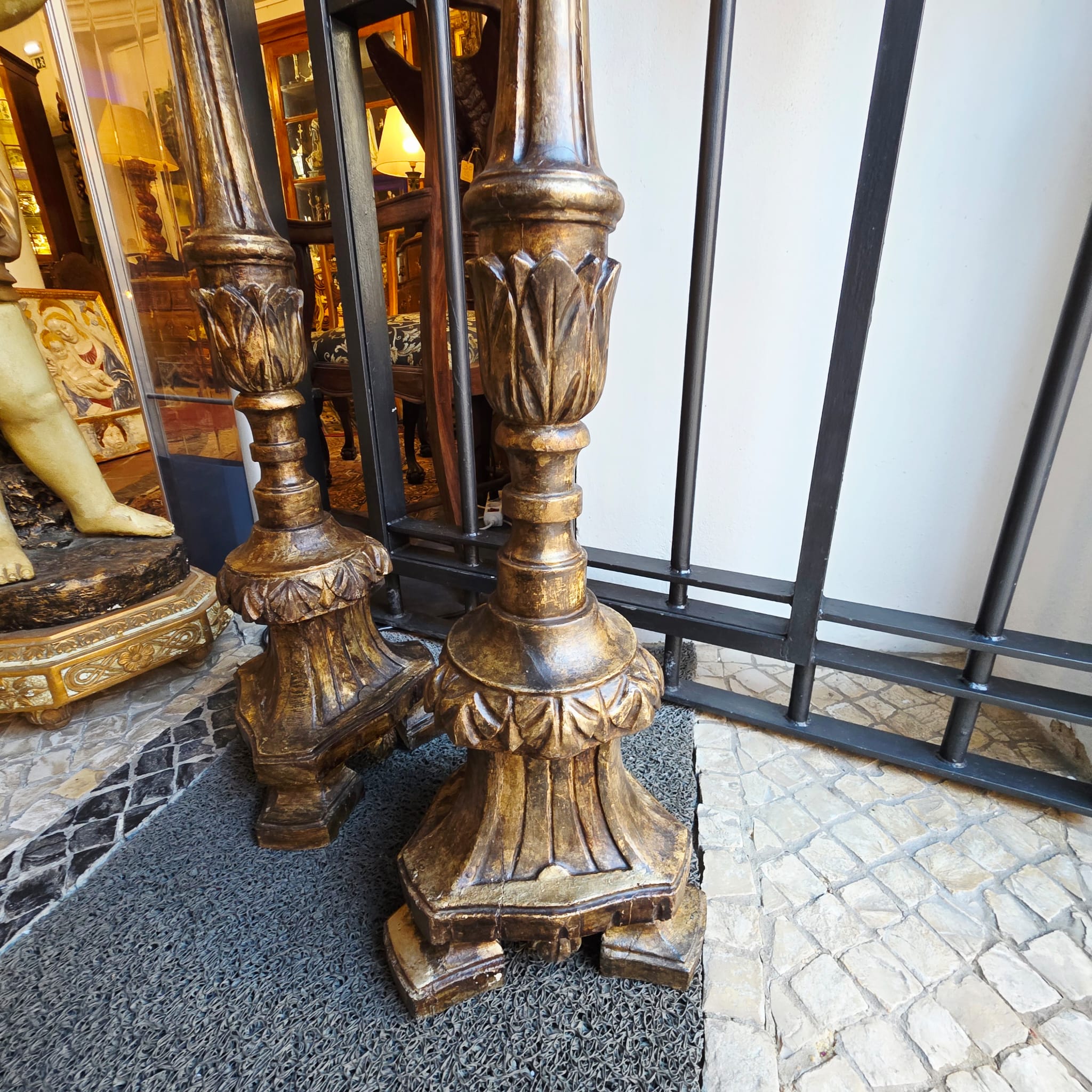 PAIR OF ALTAR TORCHERES – ANCIENT LIGHT IN OLD GOLD ✨🕯️ - Image 2