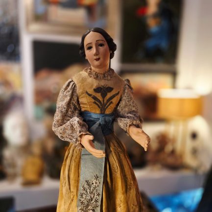 ✨ 19TH-CENTURY DRESSED SAINT – SWEETNESS IN WOOD AND FABRIC ✨