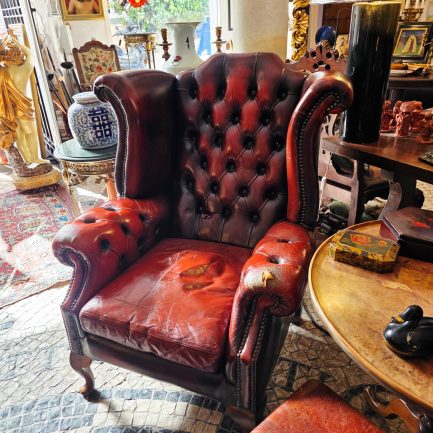 CHESTERFIELD WINGBACK IN BURGUNDY LEATHER 🔥🛋️
