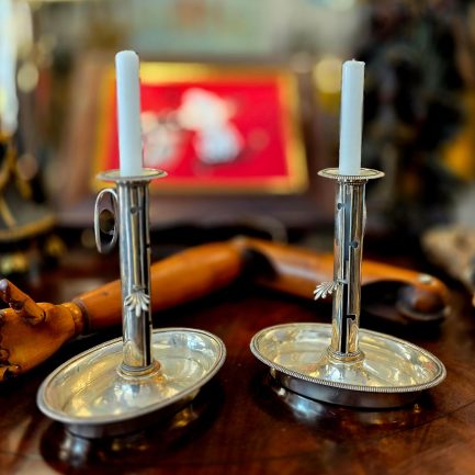 PAIR OF GERMAN SILVER CHAMBERSTICKS (19TH CENTURY) 🕯️✨