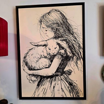 ALICE WITH RABBIT IN WONDERLAND
