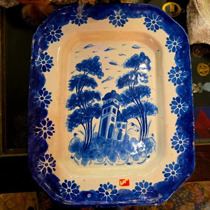 PORTUGUESE OCTAGONAL PLATTER — BLUE AND WHITE WITH MEMORY